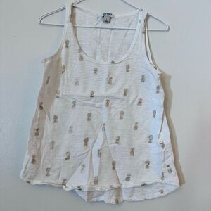 Old Navy Women's White Pineapple Pattern Tank Top Size Small